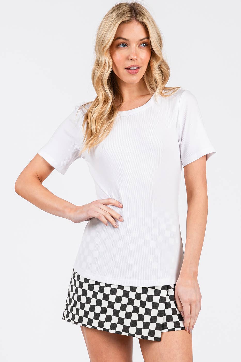 mittoshop – wholesale Knit top – Women's – RIBBED ROUND NECK SHORT SLEEVE BASIC CLASSIC TEE16