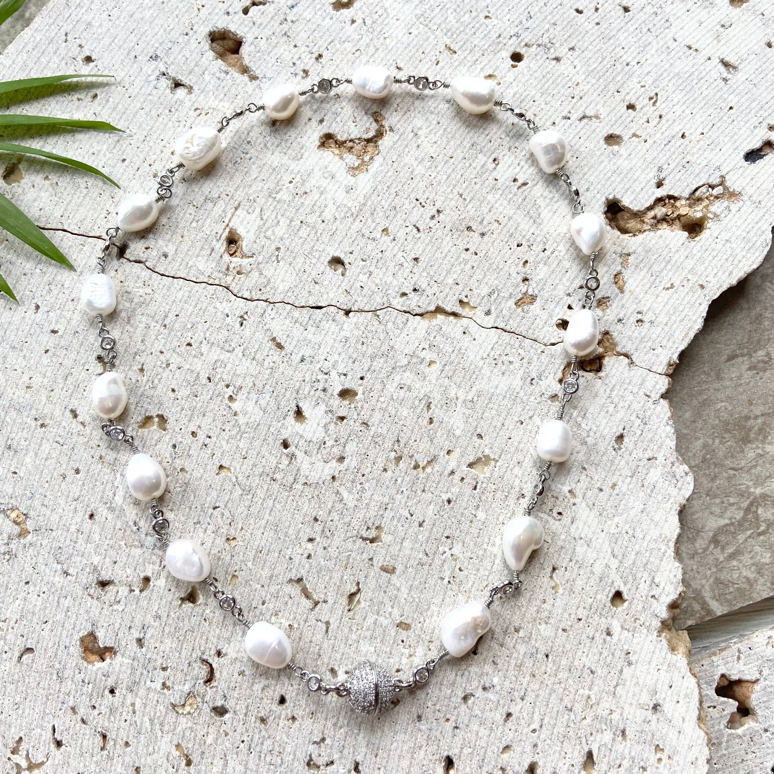 VB&CO Designs Handmade Jewelry - Wholesale Beaded/Pearl Necklace - Magnetic genuine pearl necklace  boutique salon bridal ocean0