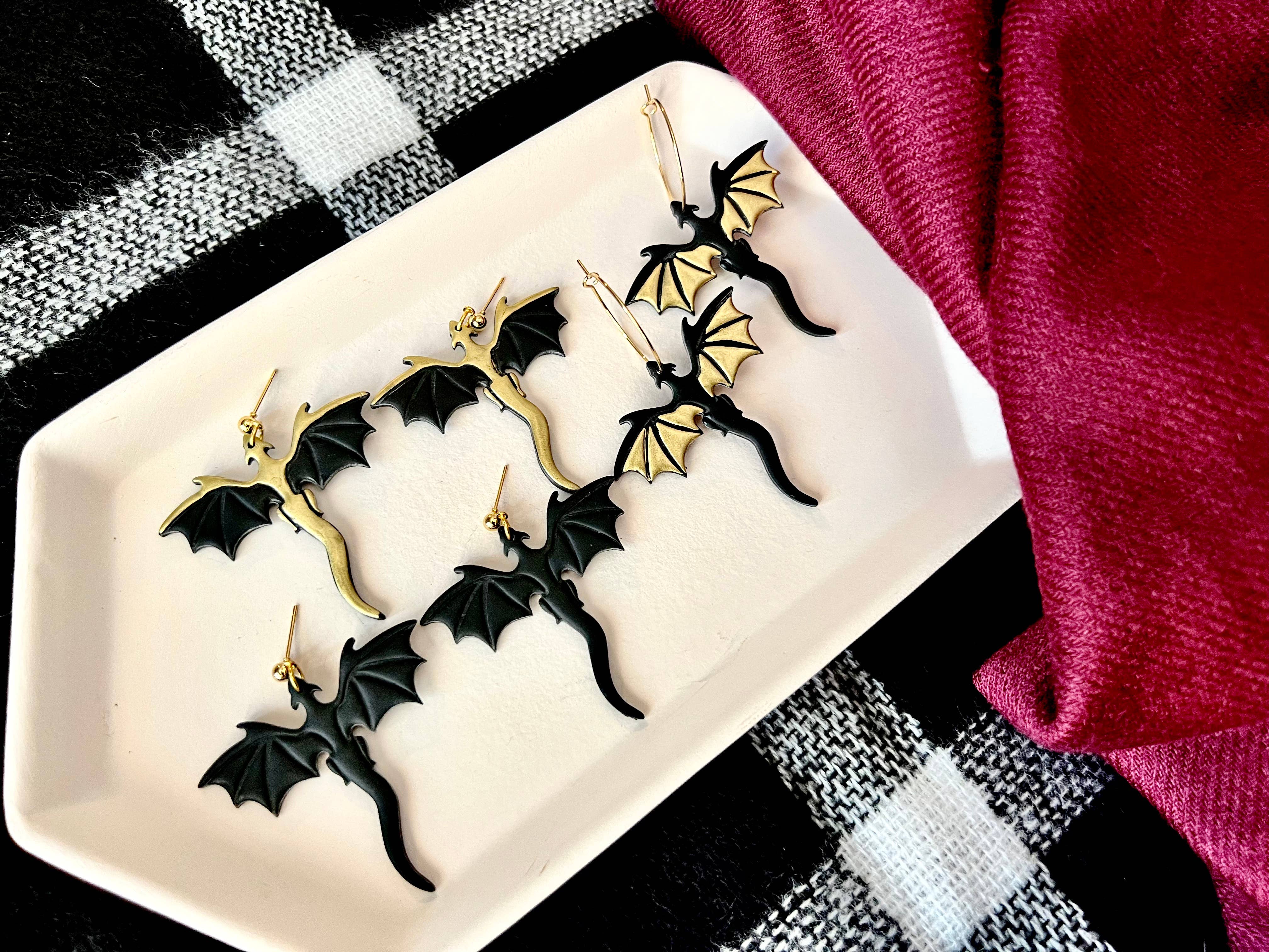 SeizeTheClayJewelry - Wholesale Dangle Earrings - Gold Dragon Earrings, Dragon Clay Earrings1