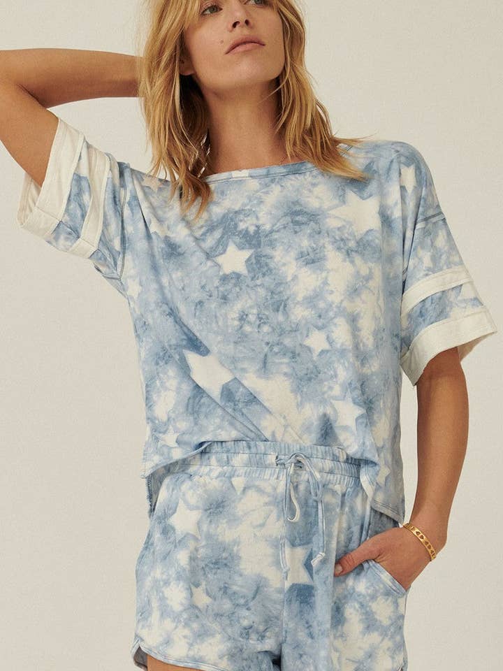 A Star-pattern Tie-dye Knit Top for wholesale by Bandanas Wholesale