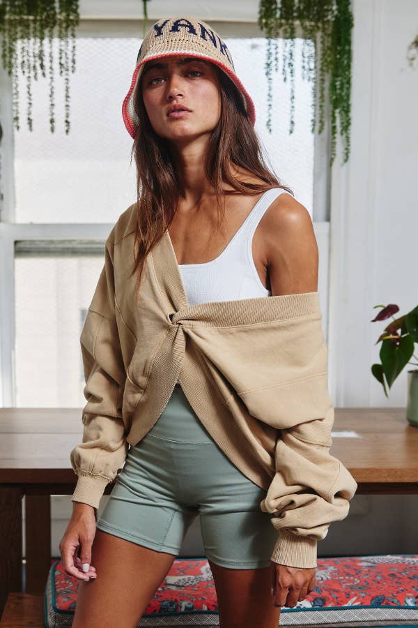 BUCKETLIST INC - Wholesale Sweatshirt - Women's - IT1365A Reversible Twist-Front Washed Terry Sweatshirt Top13