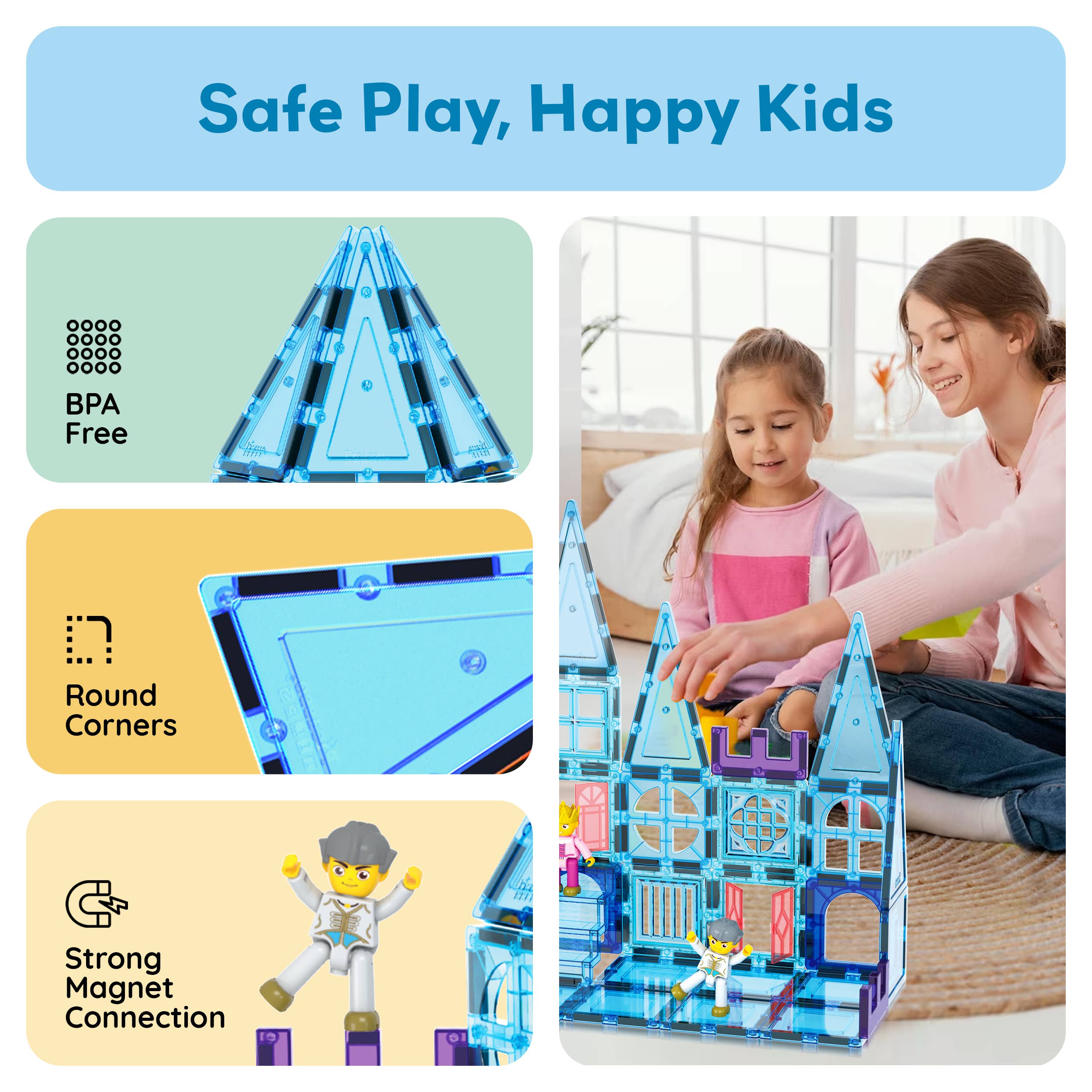 PicassoTiles - Wholesale Building Set - Kids - PicassoTiles 72pc Ice Castle Magnetic Tile Building Set8