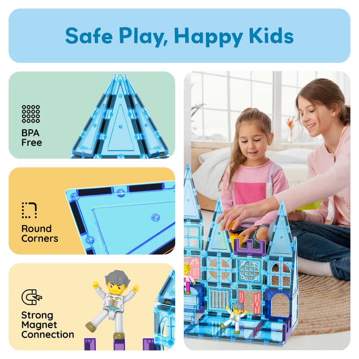 PicassoTiles - Wholesale Building Set - Kids - PicassoTiles 72pc Ice Castle Magnetic Tile Building Set8
