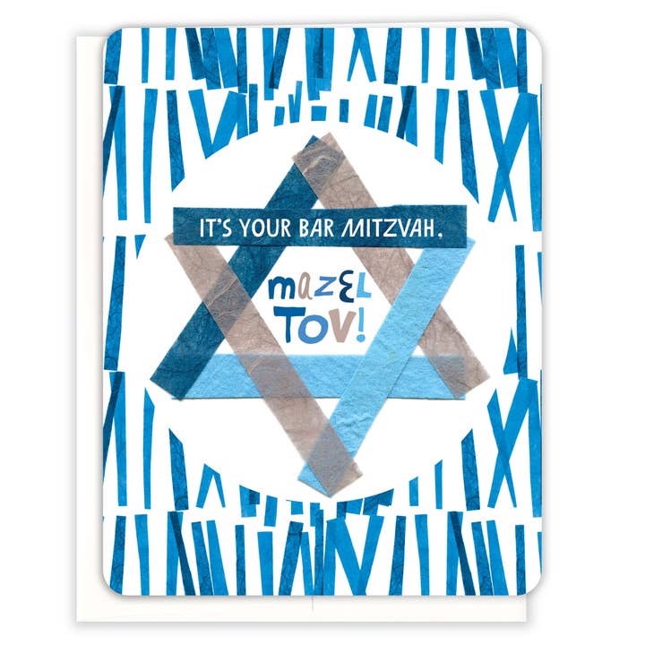 Blaue Sternen-Mizwa-Karte für den Großhandel von Paper Loop | Hand-Painted Greeting Cards