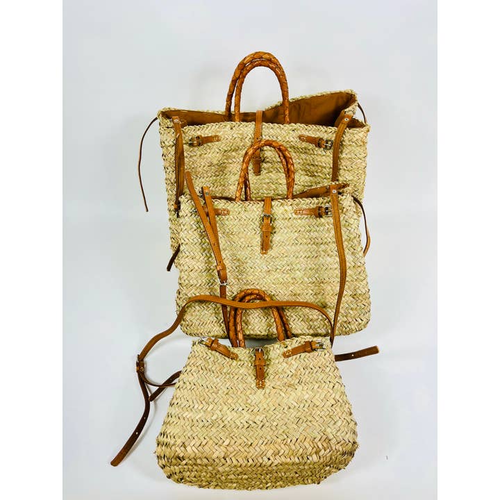 Mikwi – wholesale Korg – Fransk marknadskorg med dubbla remmar i läder7