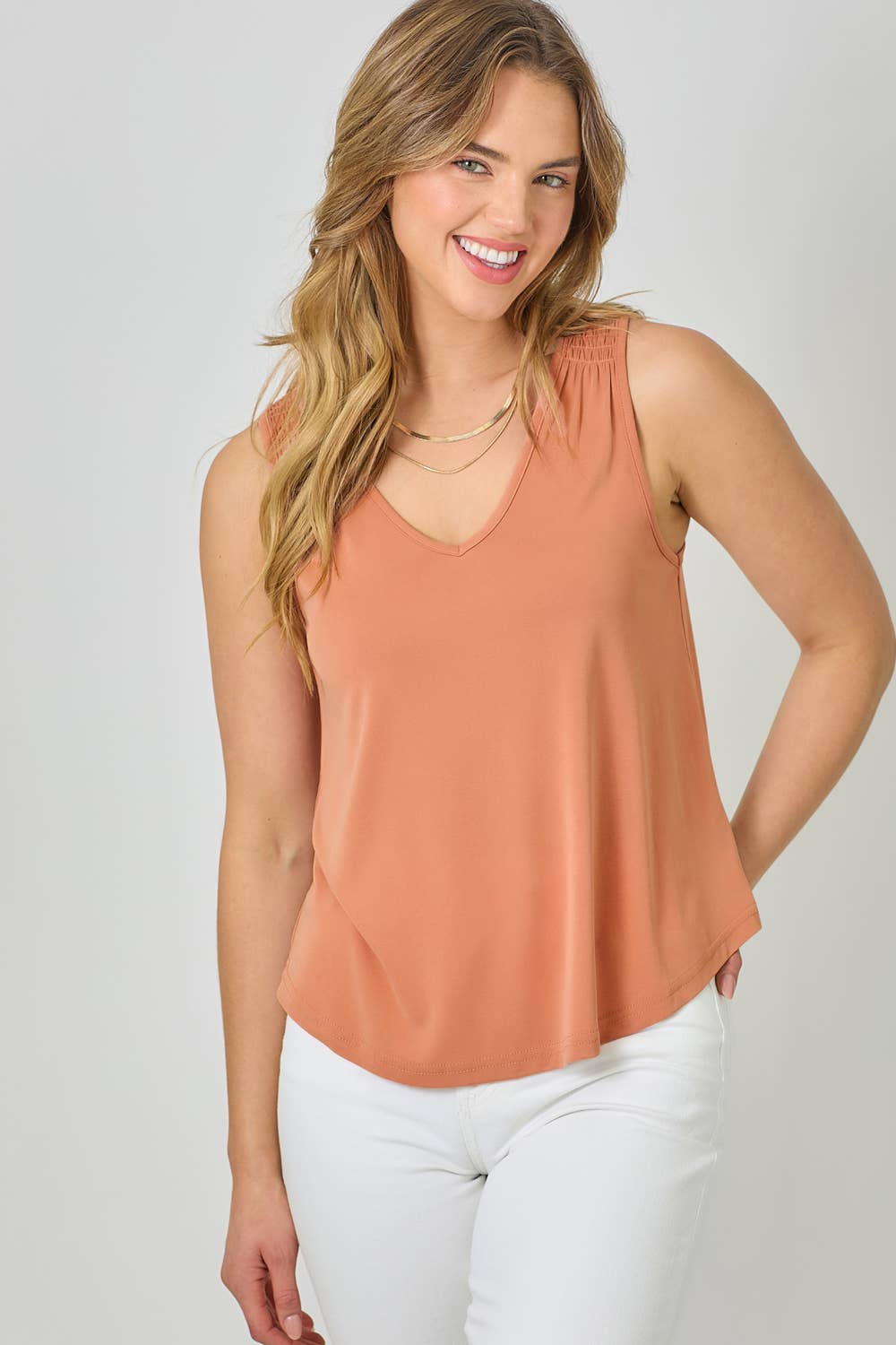 Mystree - Venta al por mayor Camiseta sin mangas - Mujer - 61036 Camiseta de Tirantes con Hombros Fruncidos de Cupro Modal14