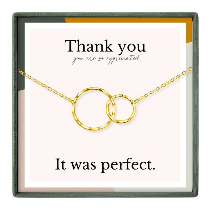 Collier Dainty Eternity à 2 bagues pour hôtesse de la fête nuptiale pour la vente par hope love shine