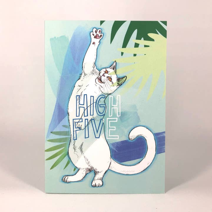 Katte På Ben - Høj Five Lykønskningskort for engroshandel hos Diedododa
