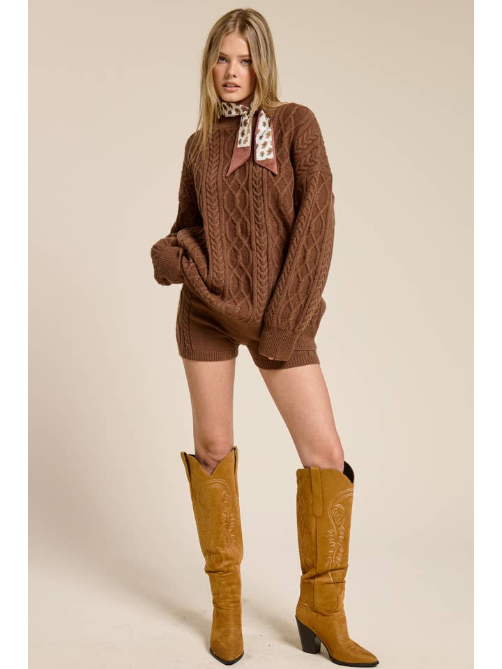 Mimosa - Wholesale Top & Short Set (NOT Loungewear) - Women's - Cable Knit Sweater and Shorts Set15