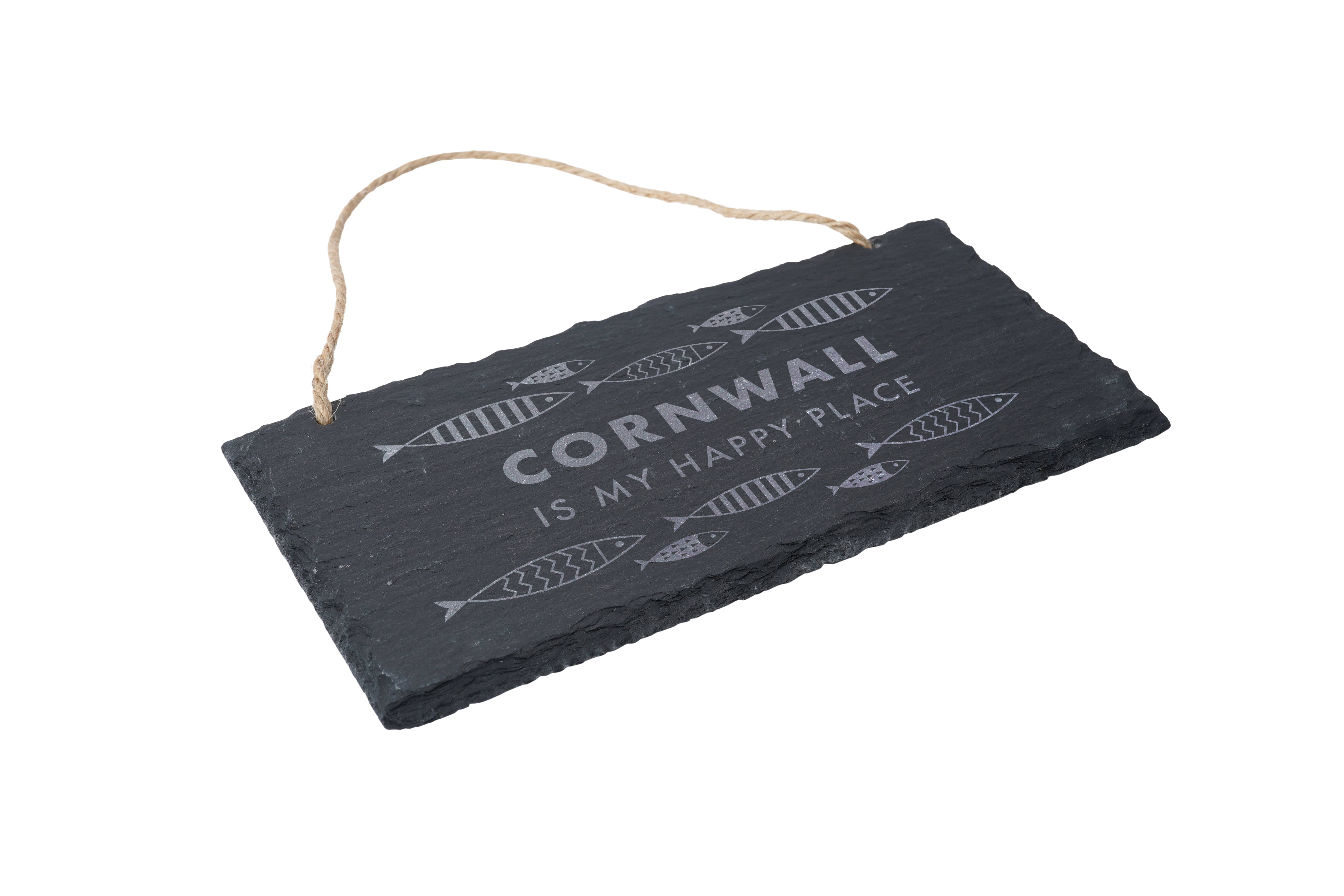 CGB Giftware – wholesale Sign – Cornwall Is My Happy Place - Illustrated Fish Slate Sign2