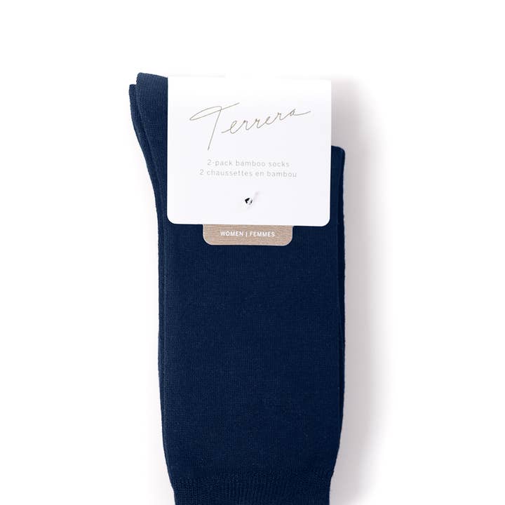 Ladies' 2-Pack Crew Length Bamboo Socks - Navy för wholesale av Terrera