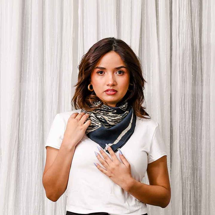 Bandana Hand-Block Printed Cotton-Silk| Jungle for wholesale by Ichcha