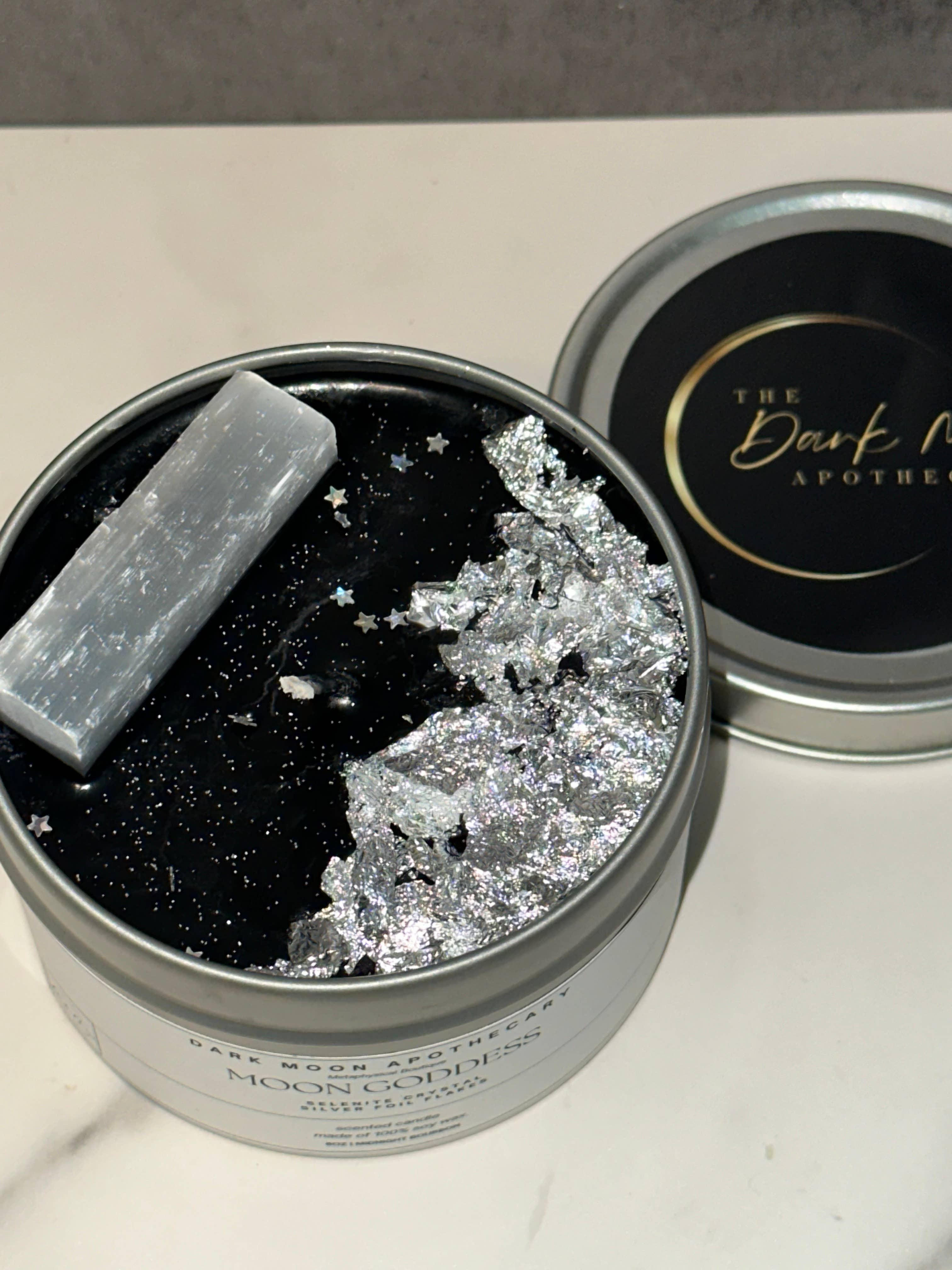 The Dark Moon Apothecary - Wholesale Travel Candles - Moon Goddess soy crystal candle w/ selenite.5