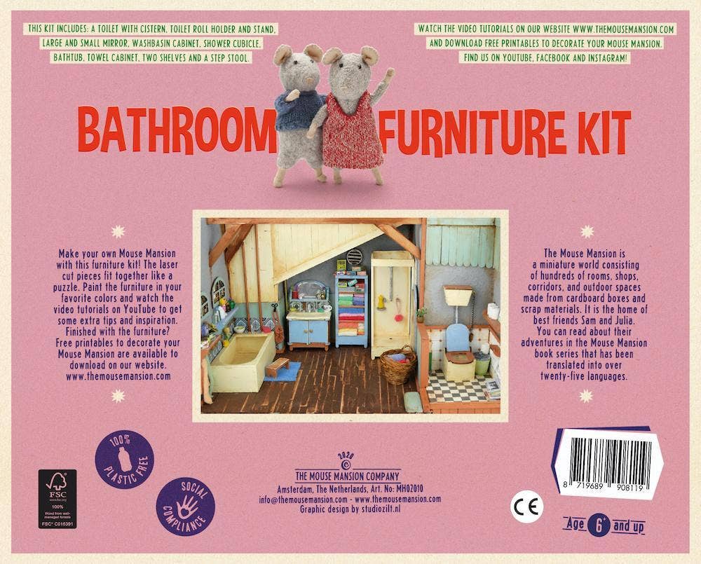 Het Muizenhuis - Wholesale DIY Craft Kit - Kids DIY Dollhouse Furniture Kit - Bathroom (Scale 1:12)10