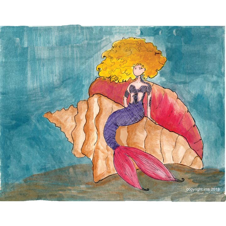 Imprimé coquillage de mer sirène pour la vente par Little Feet's Opus, LLC