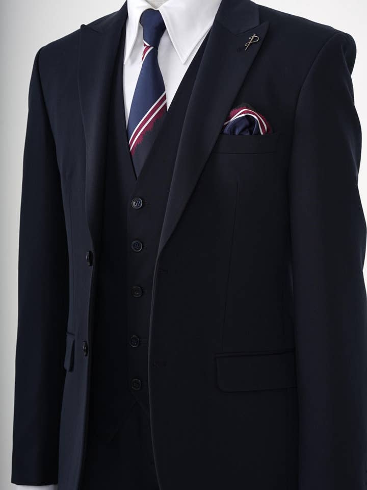 parez suits - Wholesale Suit Set - Men's - Mens Dark Navy Blue Three Piece Slim Fit Suit PAREZ SUITS3