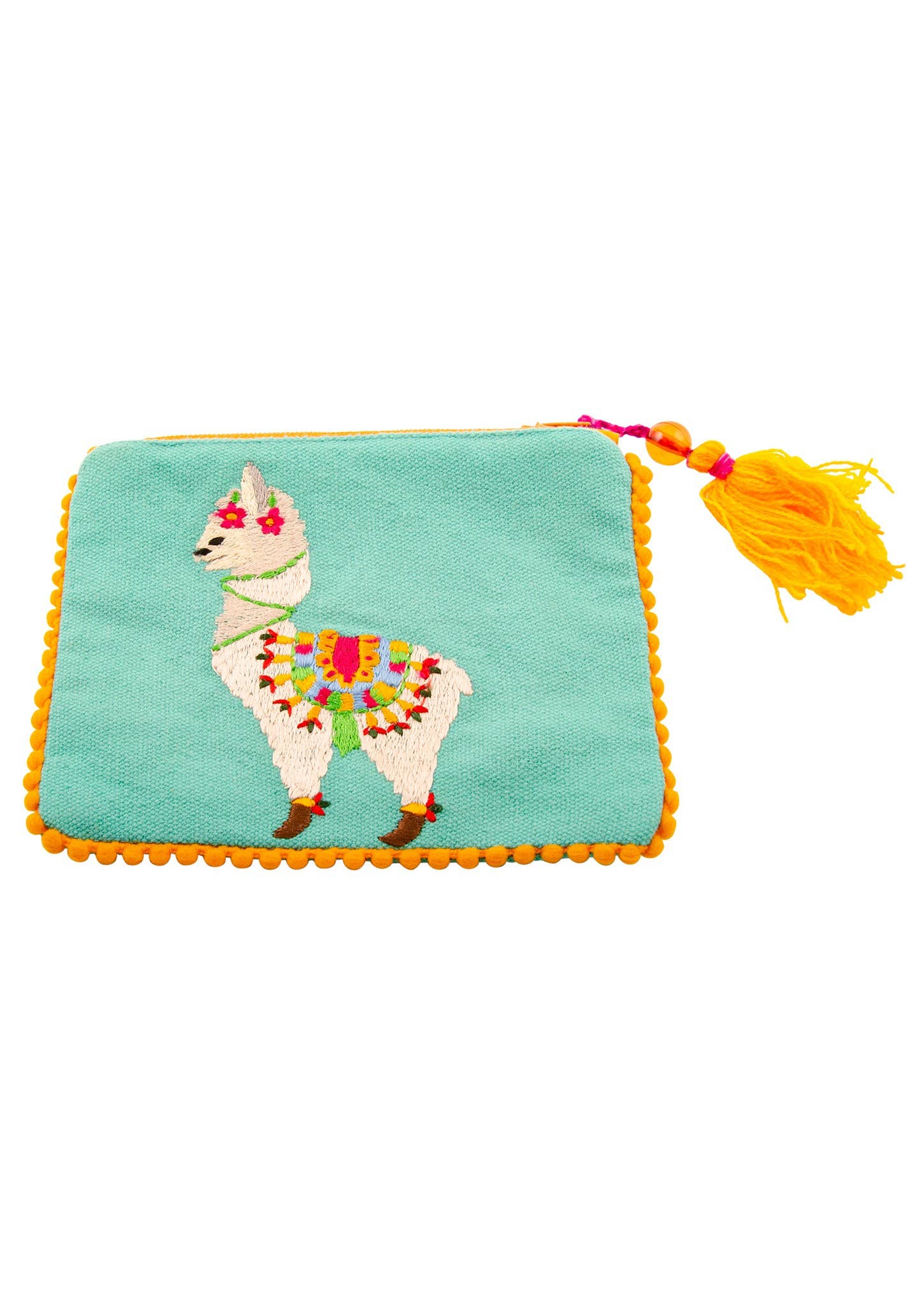 Namaste – wholesale Coin purse – Unisex – Zip Purse With Embroidered Llama Designs2