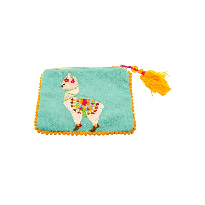Namaste - Wholesale Coin Purse - Unisex - Zip Purse With Embroidered Llama Designs2