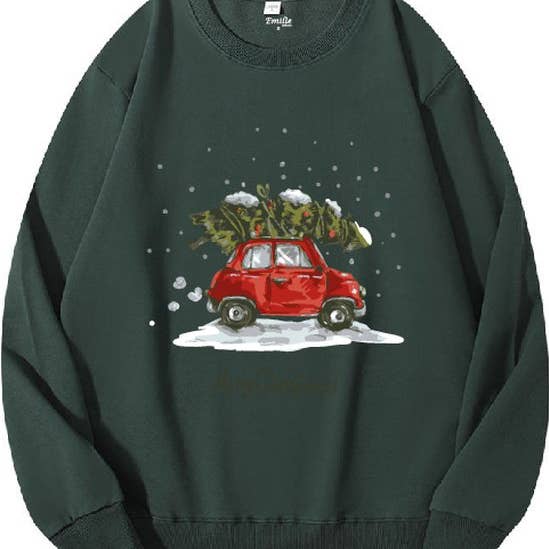 Jersey de Navidad verde Árbol de Navidad en coche para venta al por mayor de Emilie collection