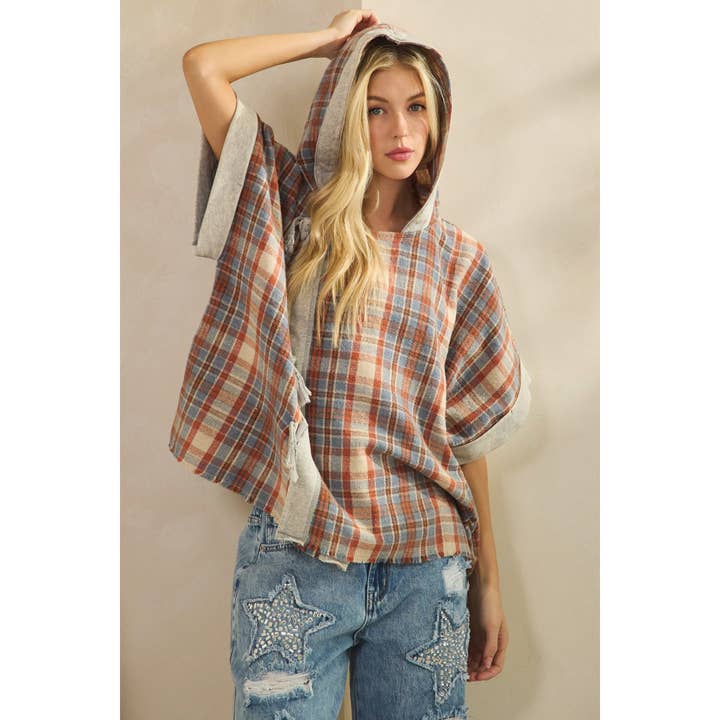 WASHED PONCHO STYLE HOODIE JACKET for wholesale by Oli&Hali