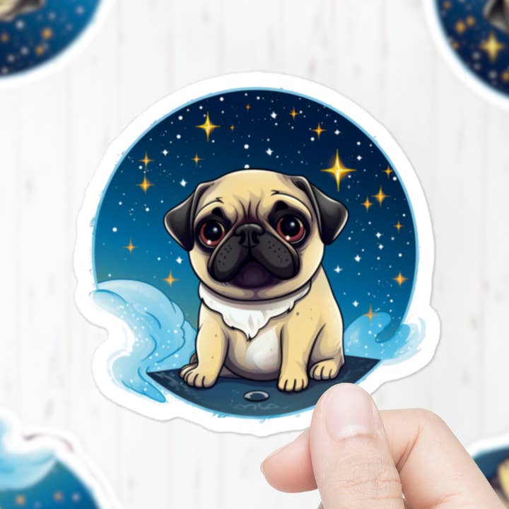 Mops klistermærke | Kæledyr, hundeklistermærke for engroshandel hos Mystical Clarity