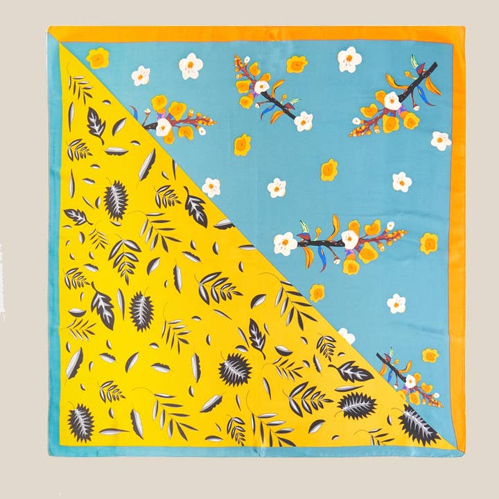 Sciarpa Bandana Astratta con Stampa di Fiori e Foglie per la vendita all'ingrosso da parte di Anarchy Street