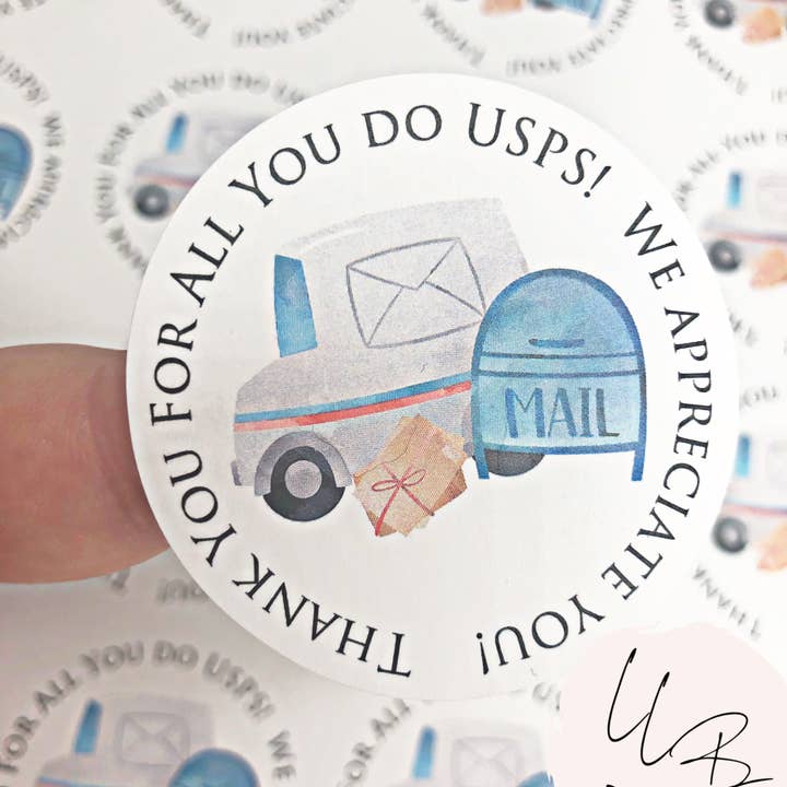 Thank You USPS Round 2 Inch Stickers | Packaging Stickers | Business Branding | Small Shop Stickers | Sticker #: S0006 | Ready To Ship for wholesale by LLB Designs Studio