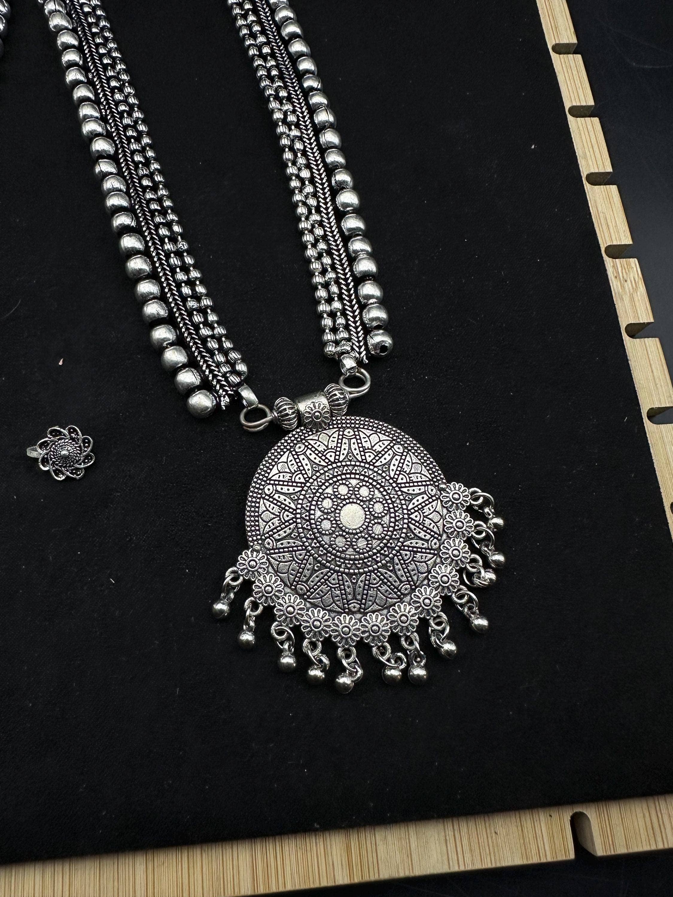 Vastrabhushan - Wholesale Jewelry Set - Rajasthani Oxidised Long Necklace Set with Temple Jewelry5