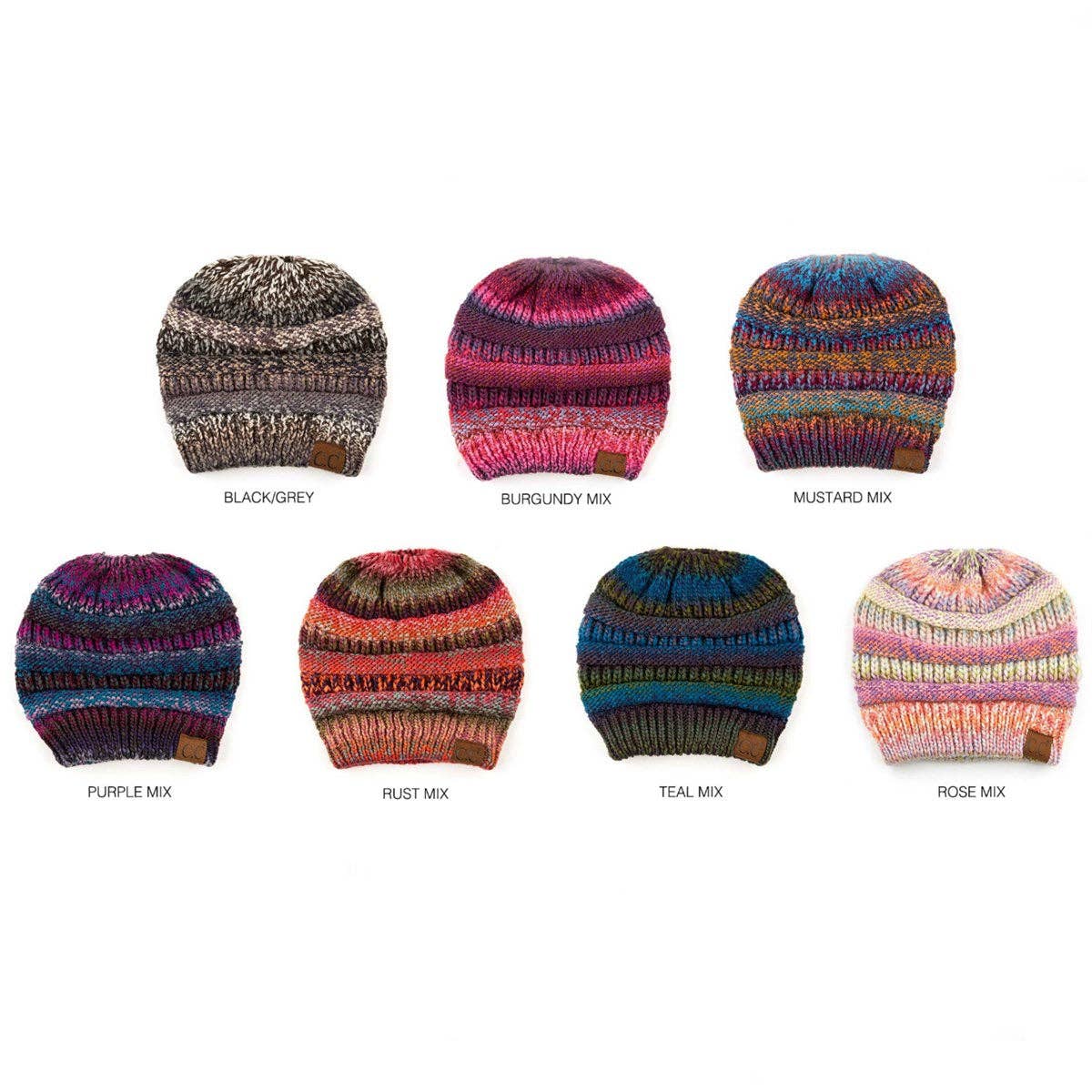 Truly Contagious - Wholesale Beanie - Women's - CC Bun/Pony Multi Colored Striped Beanie ( MB-705 )8