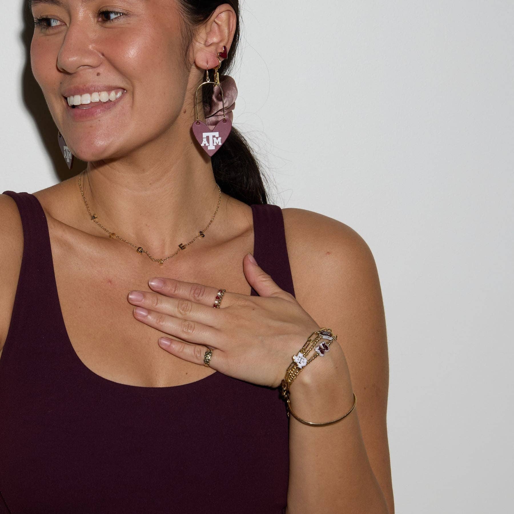 Nickel and Suede - Wholesale Pendant/Charm Necklace - Texas A&M University "AGGIES" Initial Necklace4