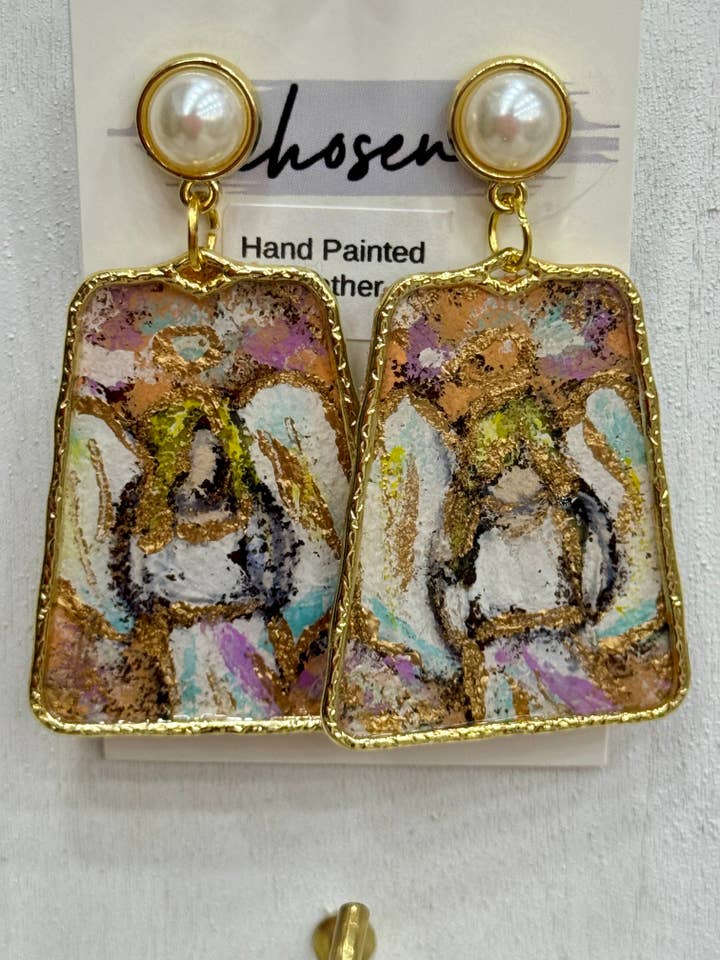 The Annabelle Hand Painted Leather Earrings for wholesale by Chosen