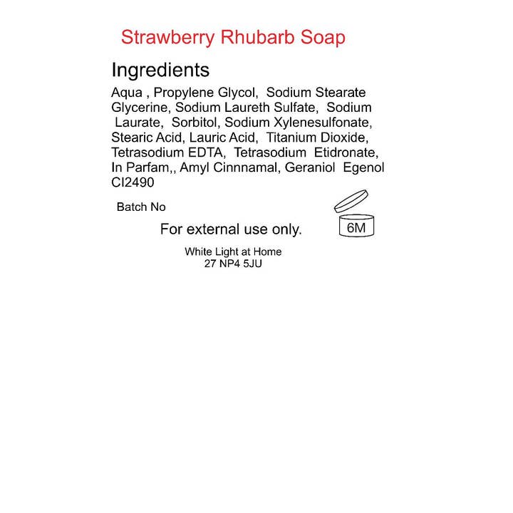 White light at home – wholesale Bar Soap – Strawberry Rhubarb Artisan Soap LOAF6
