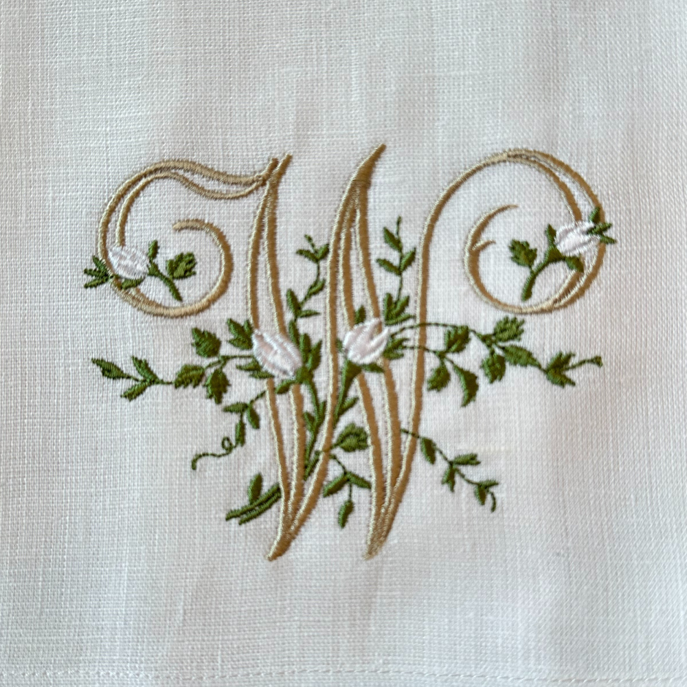 Arte Italica & Crown Linen Designs – Großhandel Geschirrtücher – Florales Monogramm-Handtuch - Neu19