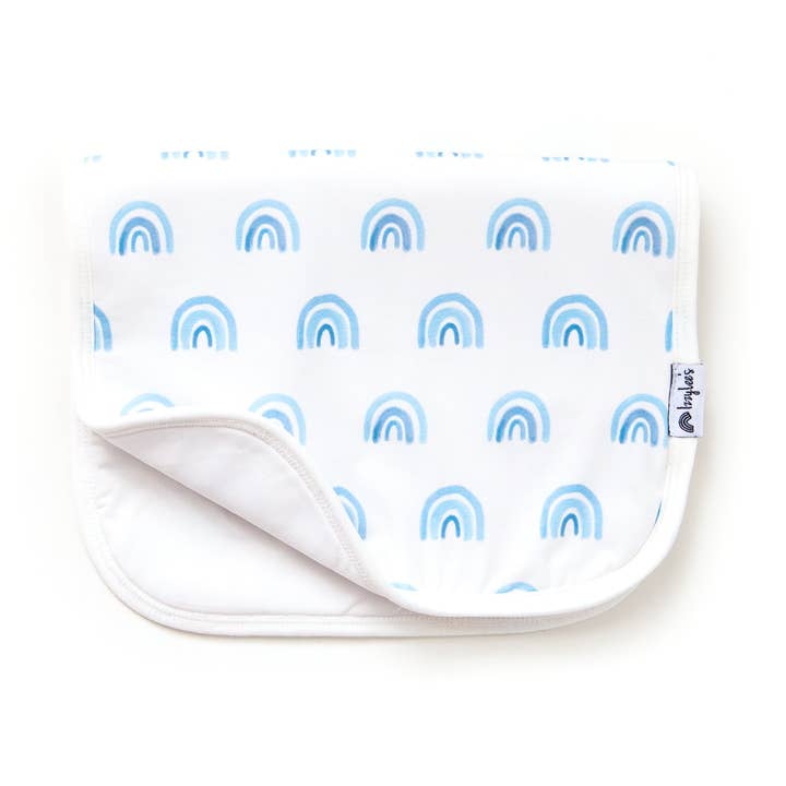 Blue Rainbow Organic Burp Cloth for wholesale by IzzyLee's