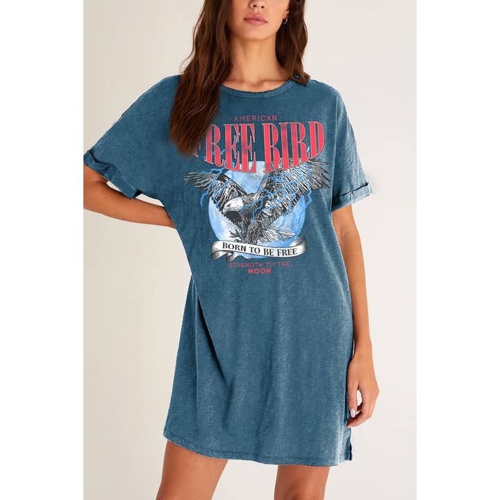 FREE BIRD EAGLE MINERAL GRAPHIC DRESS for wholesale by HRTandLUV