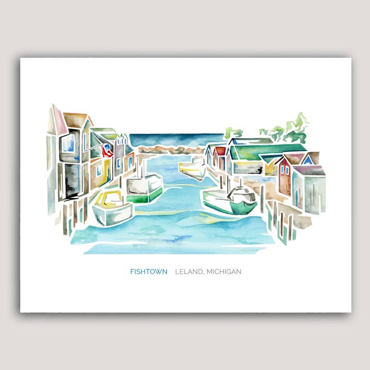 37prime - Wholesale Art Print - Custom for Two Fish: Fishtown (Michigan) watercolor print