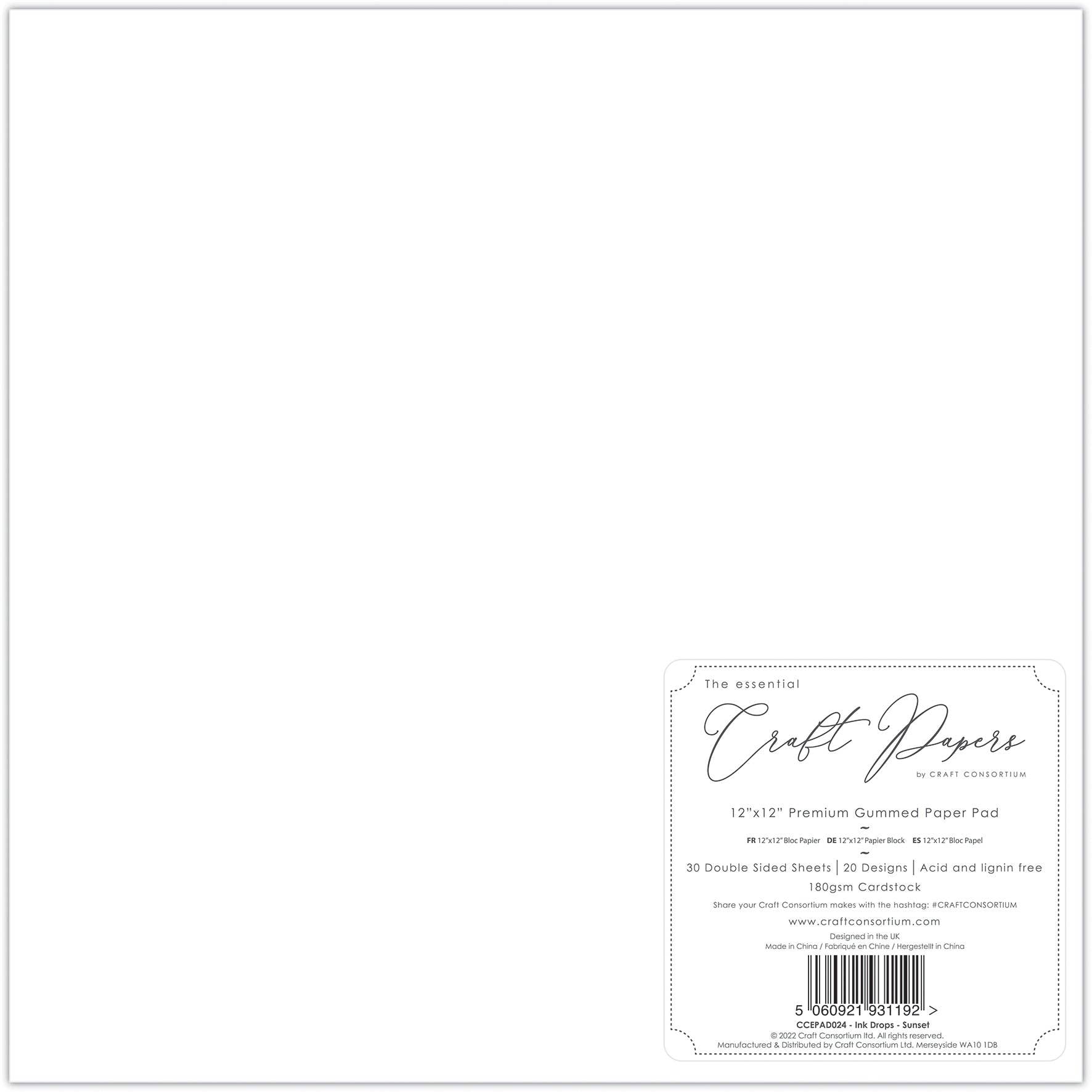 Ecstasy Crafts Distributing – wholesale Craft supplies – Craft Consortium Ink Drops - Sunset 12x12 Premium Paper Pad3