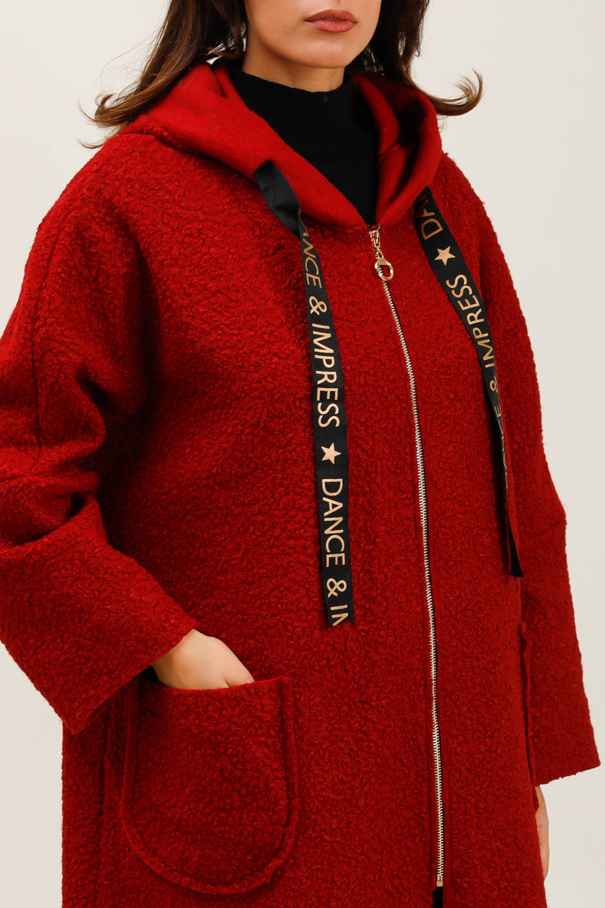 Lucky Nana - Wholesale Coat - Women's - AH 22158 - Long Coat in Bouclé Fabric27