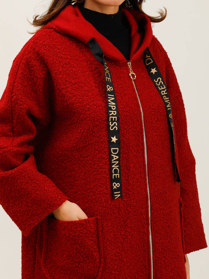 Lucky Nana - Wholesale Coat - Women's - AH 22158 - Long Coat in Bouclé Fabric27