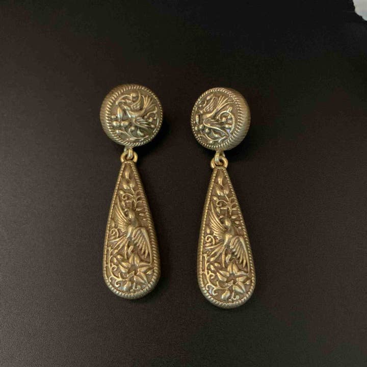 Revelari - Wholesale Dangle Earrings - Vintage Gold Phoenix Drop Earrings1