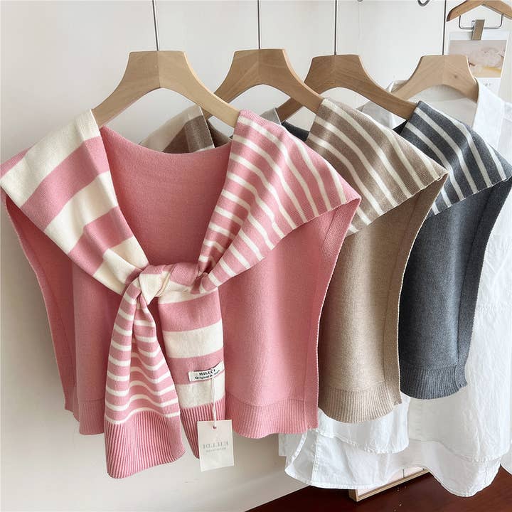 ACCITY - Wholesale Scarf - Women's - Striped Knit Shawl – Neck & Shoulder Wrap_CWASC0843