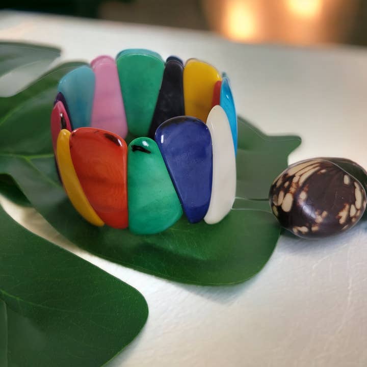 Organic jewelry by Allie - Wholesale Beaded Bracelet - Trapezoidal tagua nut bracelet mod style4