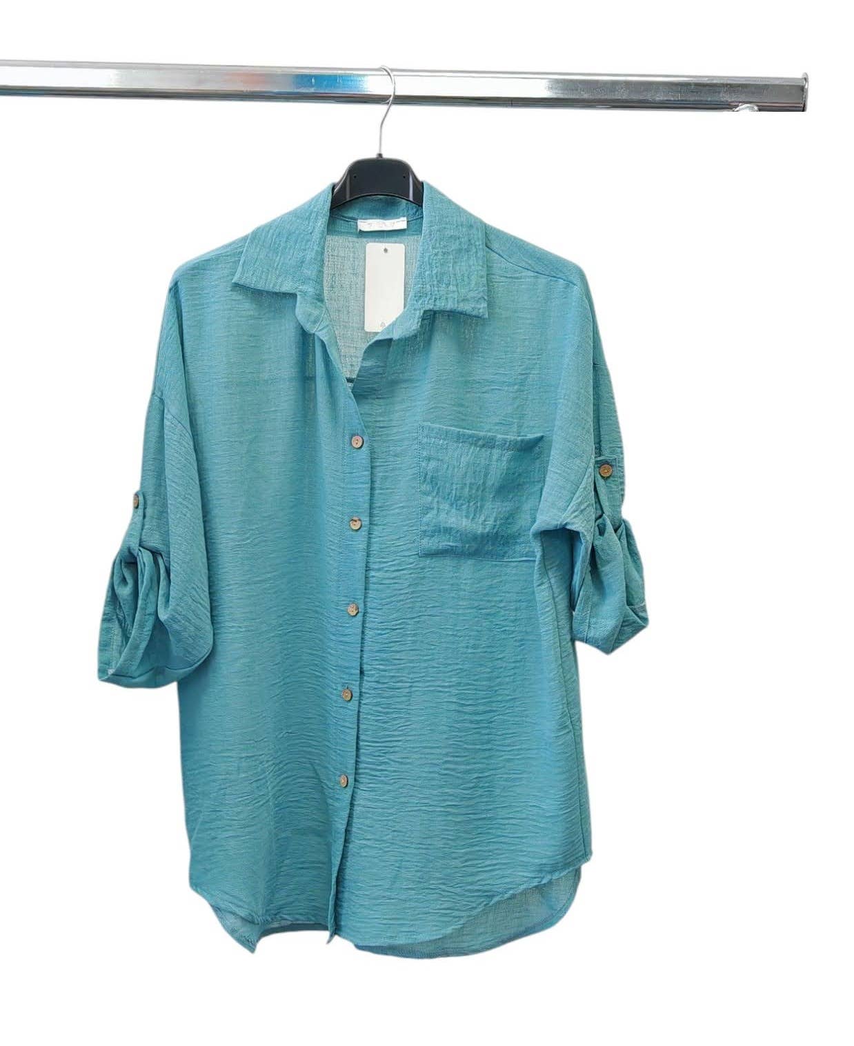 Superbia - Wholesale Button Down Shirt - Women's - Italian One Size Full Button Linen Shirt Blouse with Pocket8