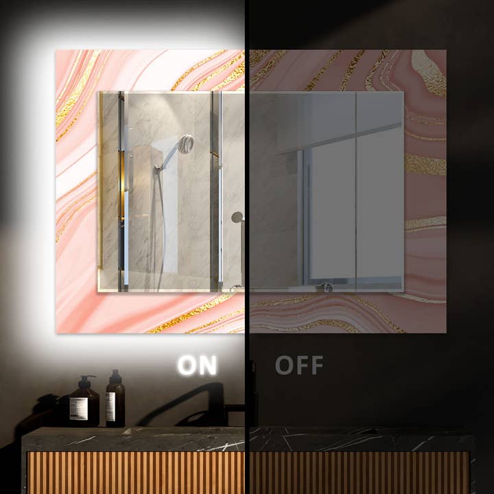 Abstract Tempered Glass Wall Mirror for wholesale by MyPhotostation