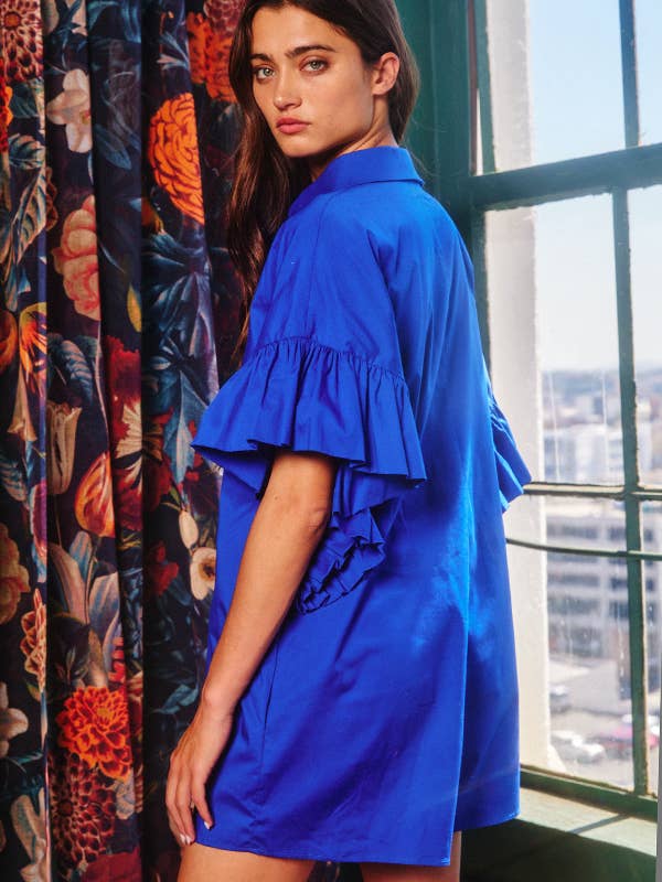 BUCKETLIST INC - Wholesale Romper - Women's - R5280 Ruffled Sleeve Solid Romper5