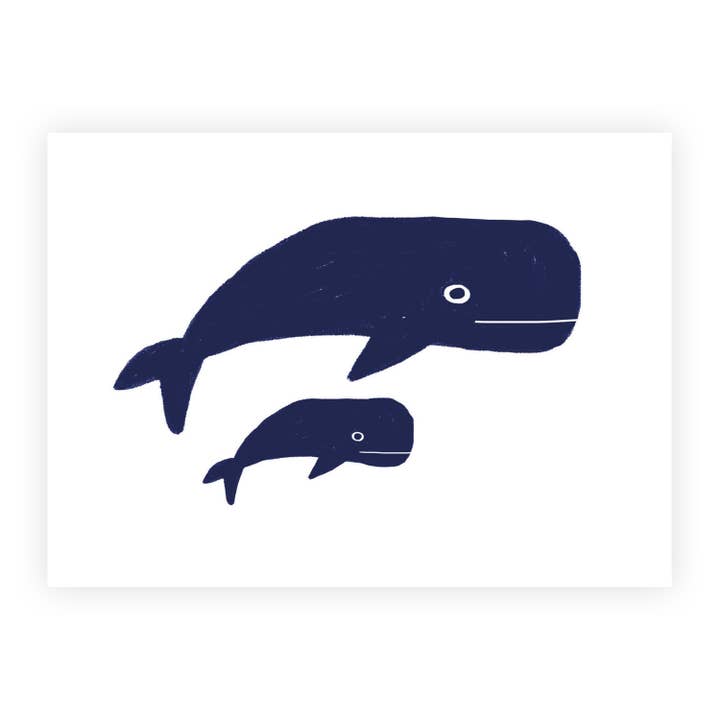 Whales - Postcard for wholesale by Eline Veldhuisen Illustration