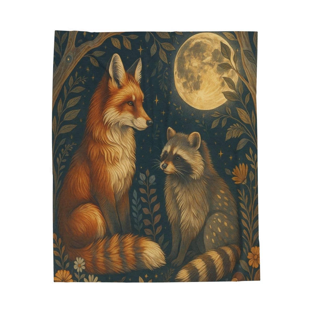 Upside Down Owl Farm - Wholesale Throw Blanket - Enchanted Forest Velveteen Plush Blanket, Fox and Raccoon4