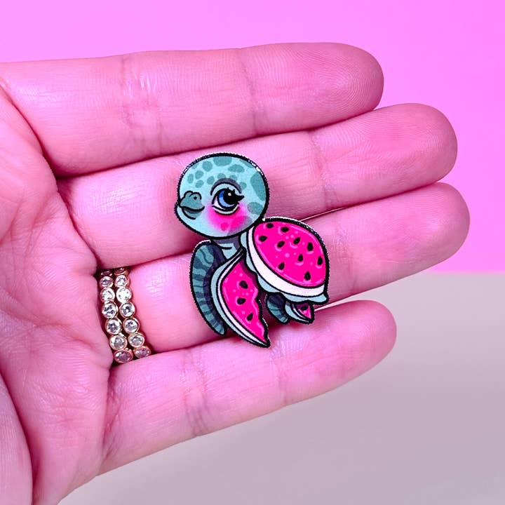 Sea Pixie Designs – wholesale Nål och knapp för kavajslag – Vattenmelon Havssköldpadda Frukt Kust Stift3