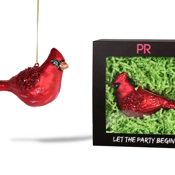 Party Rock | Decorazione in vetro cardinale per la vendita all'ingrosso da parte di Party Rock Ornaments