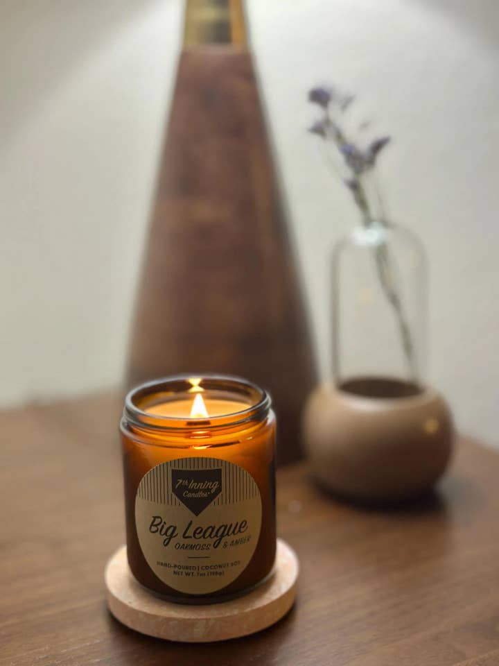Oakmoss & Amber Scented Candle | 7oz Coconut Soy Wax for wholesale by 7th Inning Candles